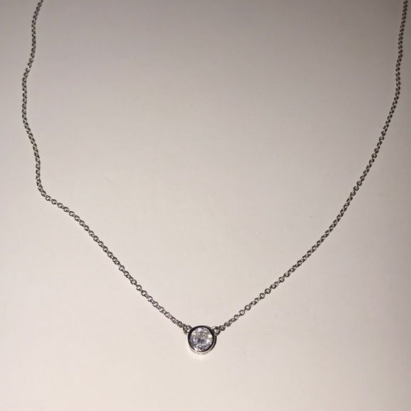 Sterling Silver Necklace & Cubic Zirconia Pendant - Picture 2 of 3